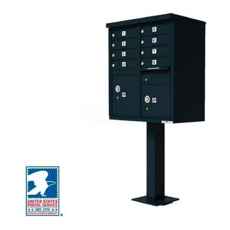 Florence Mfg Co Vital Cluster Box Unit, 8 Mailboxes, 2 Parcel Lockers, Black 1570-8BKAF